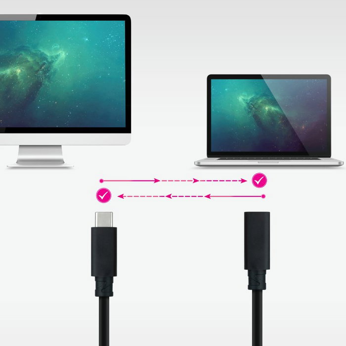 Nanocable Cable Prolongador USB-C 3.2 Gen2x2 20Gbps 100W 4K/60Hz 1m Negro Nanocable Cable Prolongador USB-C 3.2 Gen2x2 20Gbps 100W 4K/60Hz 1m Negro